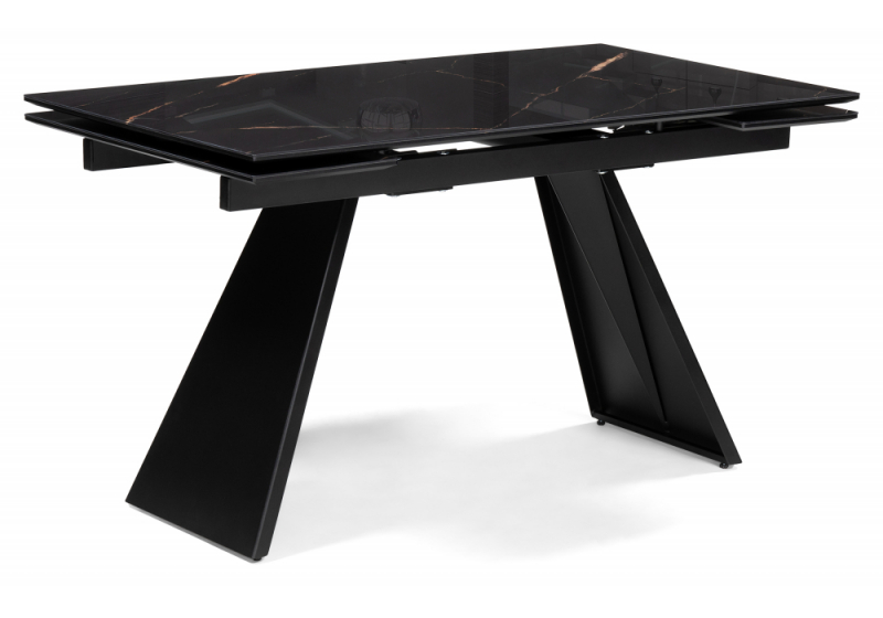 Стол стеклянный Хорсборо 140(200)х80х79 обсидиан / черный (80x79). 