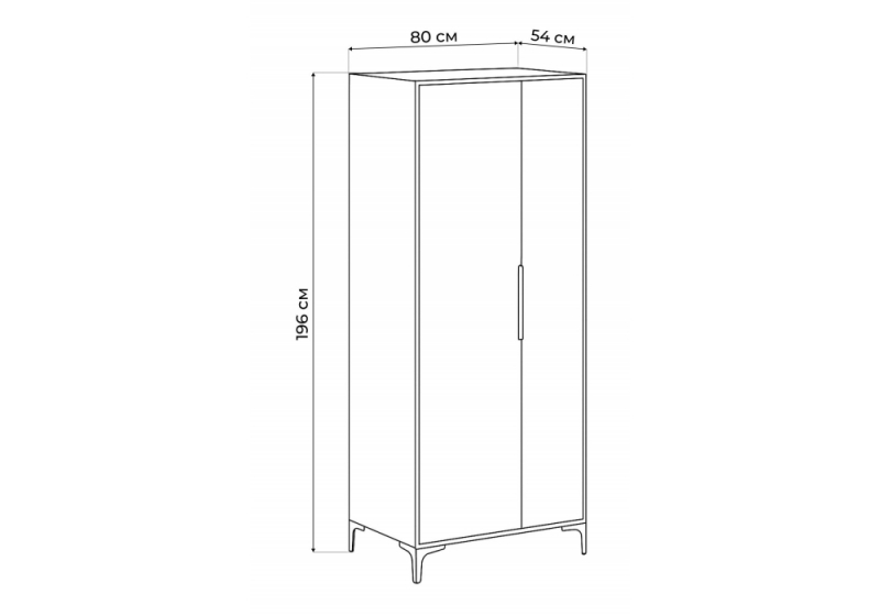 Шкаф Иадама двухстворчатый белый / белый глянец (80,2x54,3x196)
