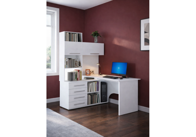 Компьютерный стол КСТ-14.1Л белый левый (182,8)